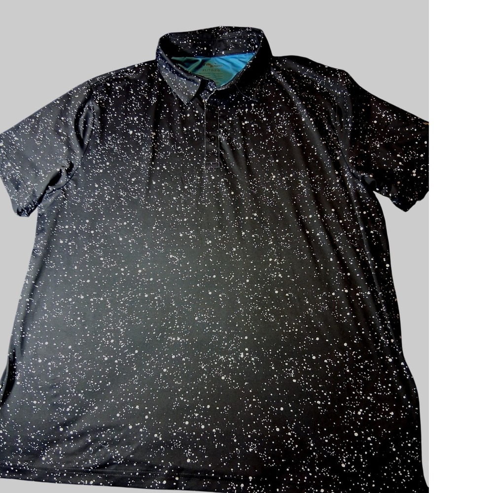 Birdie Bound Mens XL Performance Golf Polo Shirt‎ Black Splatter Galaxy Print